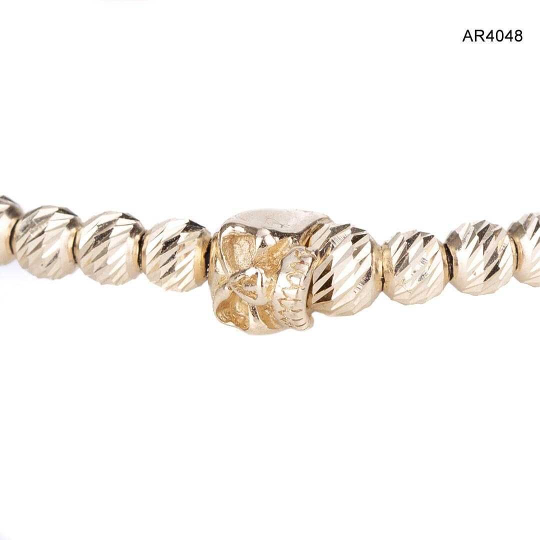 Bratara Aur 14K SKULL COLLECTION cu bilute striate aur [AR4048]