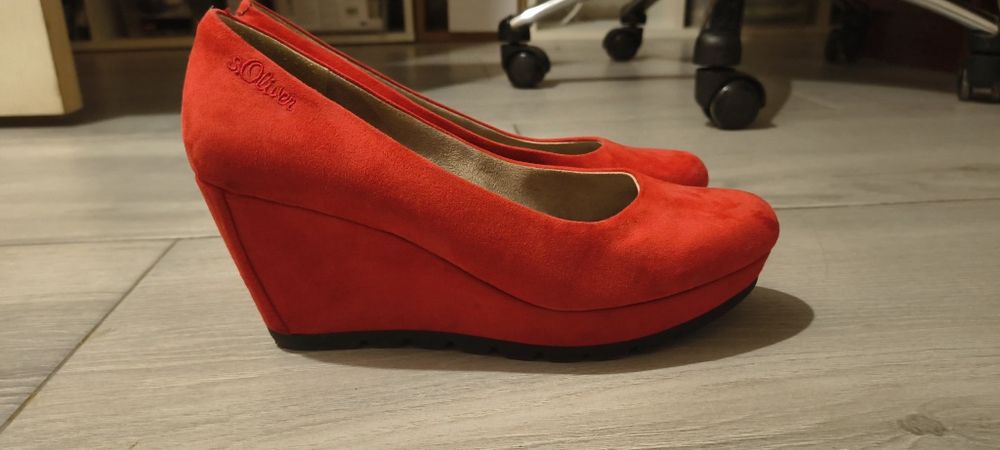 Pantofi toc platforma măr 40 S.Oliver rosii