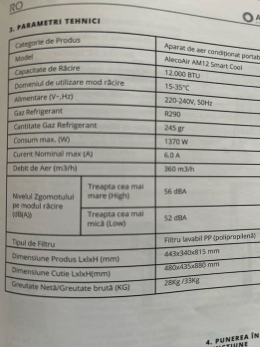Aparat aer conditionat,portabil