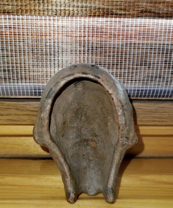 Антикварна автентична японска керамична маска глава бюст самурай фигур