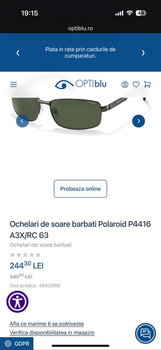 Ochelari de soare barbati Polaroid P4416 A3X/RC 63