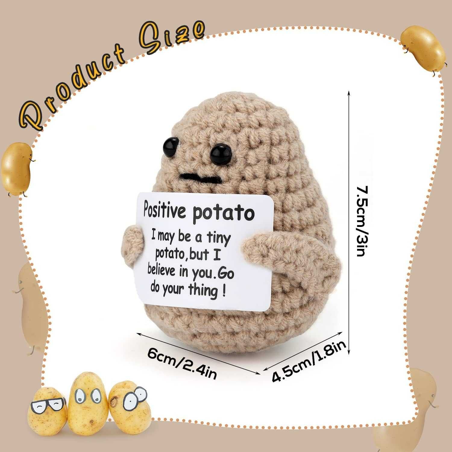 Мини плюшена кукла Potato Hug Pocket - забавна с позитивно послание
