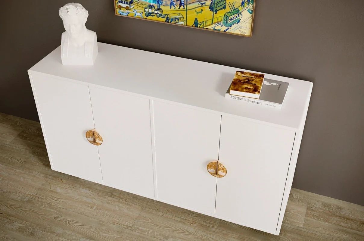 Comoda Lotus , Alb , 139 cm MDF