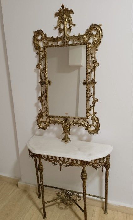 Superbă consola cu oglinda in stil francez din bronz masiv piese cu o