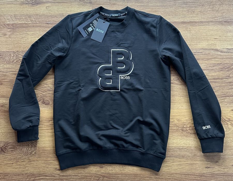 Мъжка,памучна,черна блуза Hugo BOSS с бродирано лого