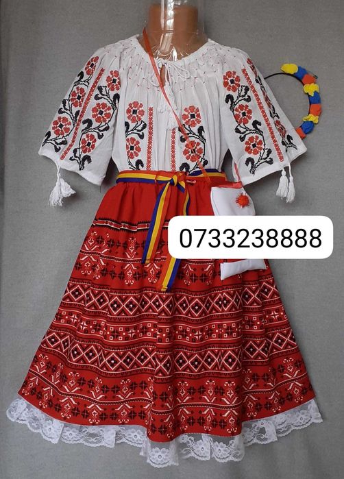 Costum popular pentru copii marimea 7 (  8-9-10ani)