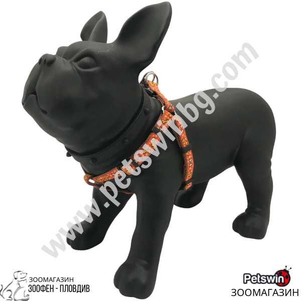 Нагръдник за Куче- XS, S, M, L-4 размера-Dog Harness Cute Bones Orange