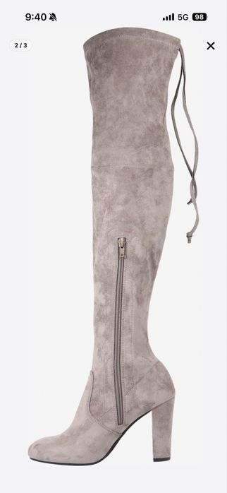 Велурени чизми с дебел ток