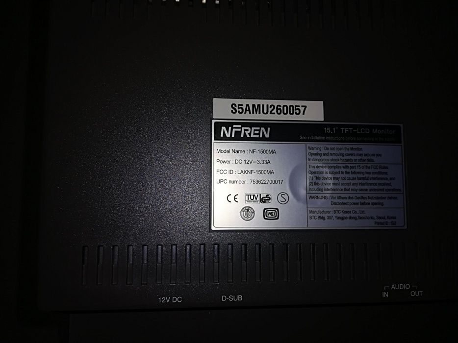 Monitor LCD NFREN 15.1inch