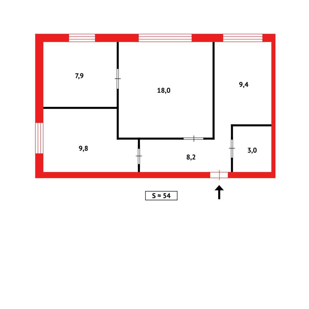 Продам 3-комнатную квартиру на 6 микрорайоне, 54 м², 1/9 этаж