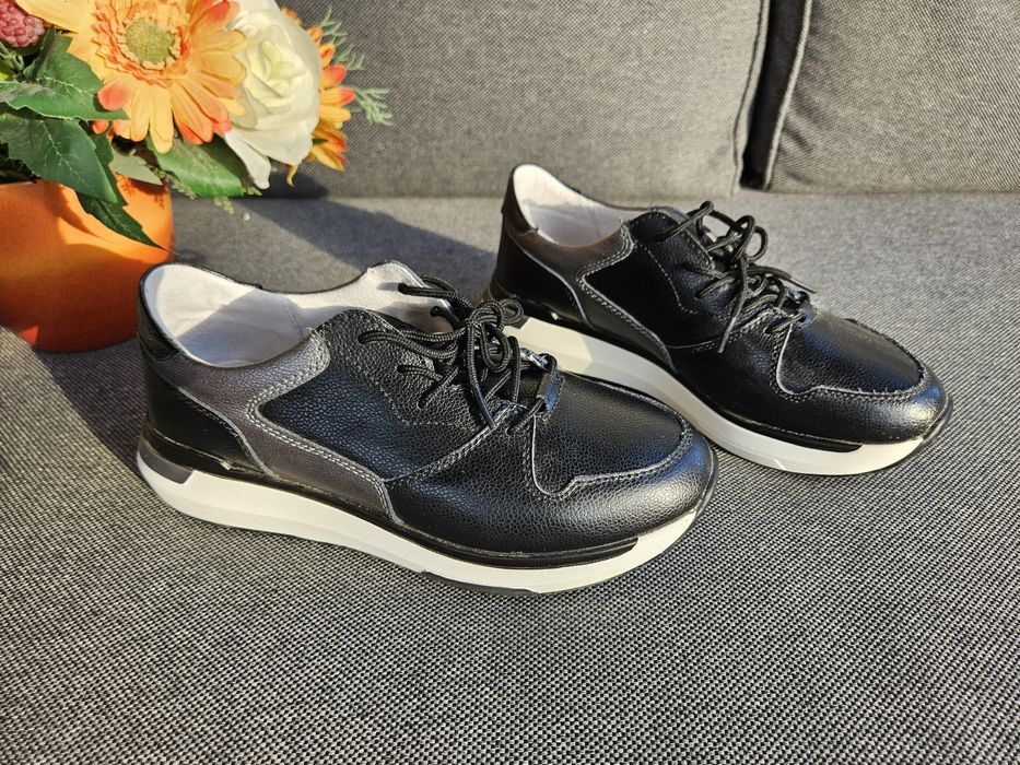 Pantofi sport, piele naturala, numarul 38, Negru
