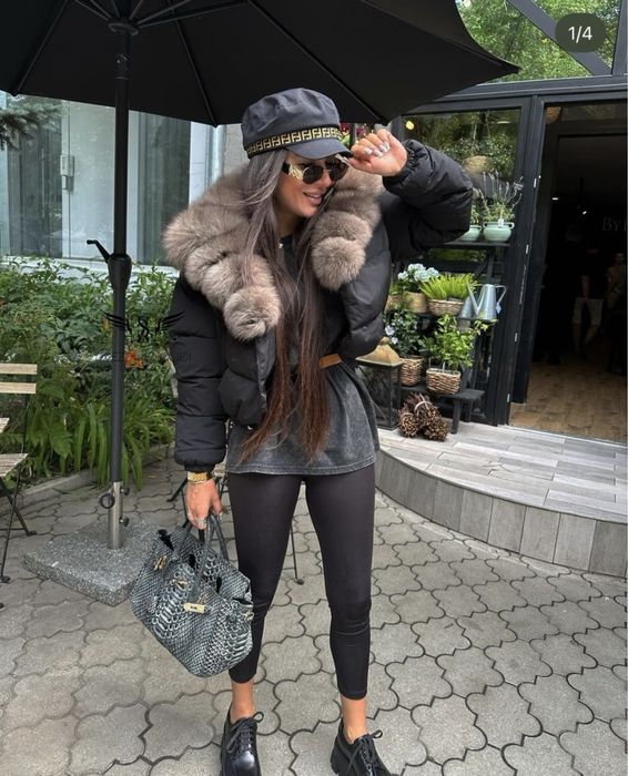 Jacheta Sevi Sevi cu guler din blana naturala