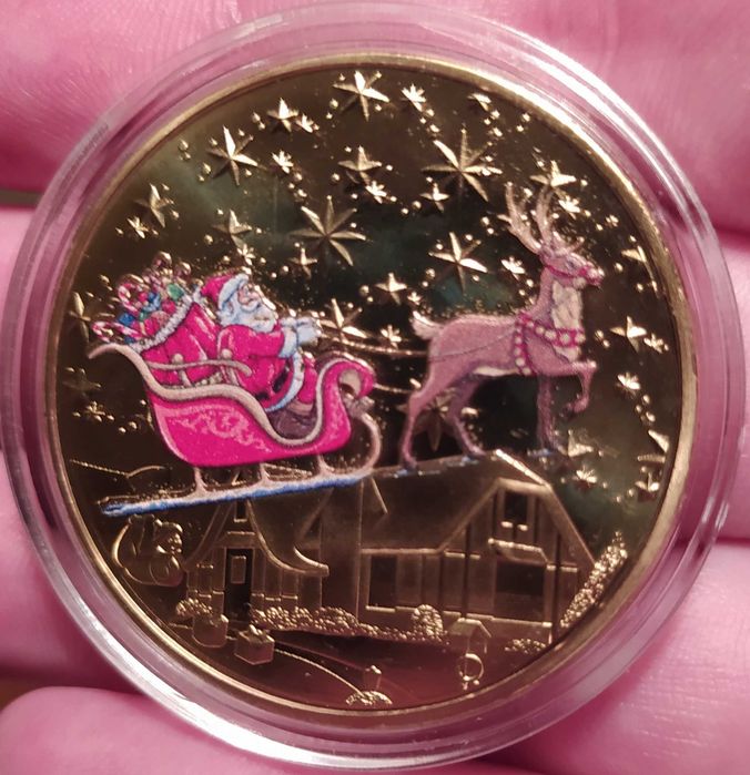 Коледно - новогодишен плакет в защитна капсула . Merry Christmas