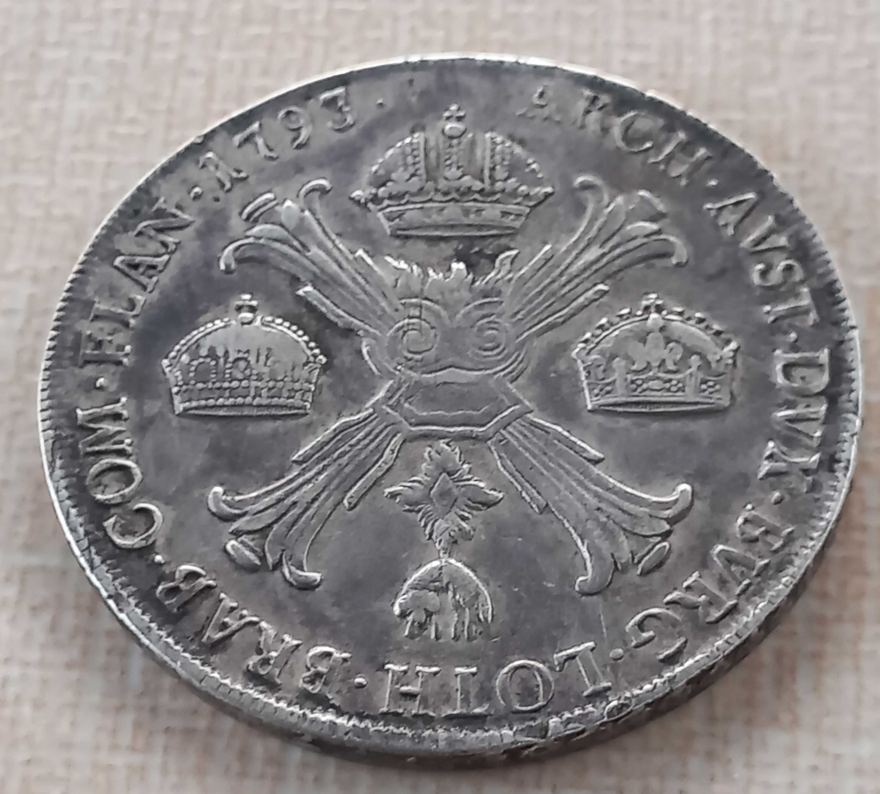 Moneda din argint Austria - 1 Kronenthaler 1793, lit. M (Milano), rara