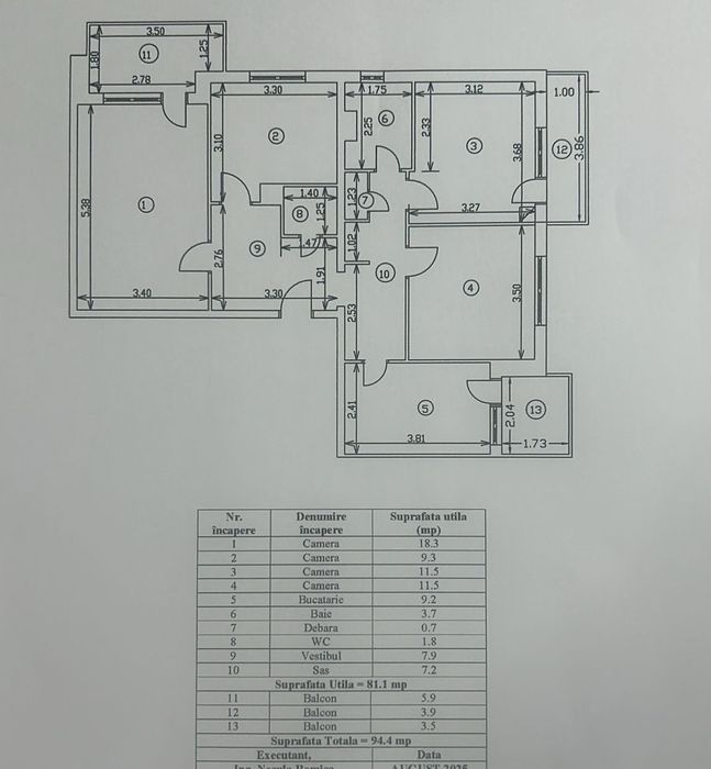 Apartament 4 camere, decomandat, 3 balcoane, 2 băi