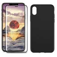 Husa Slim Silicon Defence Case si Folie Sticla Curbata - Iphone XR/XS