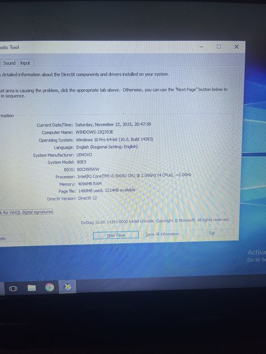 Laptop lenovo 15inch i3 4Gb ram