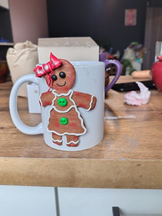 Сет коледни  чаши Джинджифилово човече ,полимерна глина