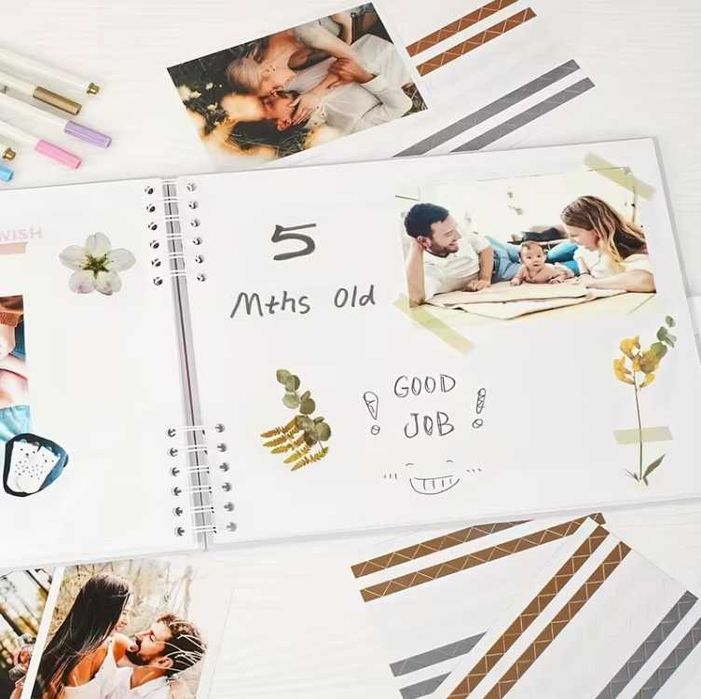 Коледен крафт албум за снимки и спомени твърди корици + стикери