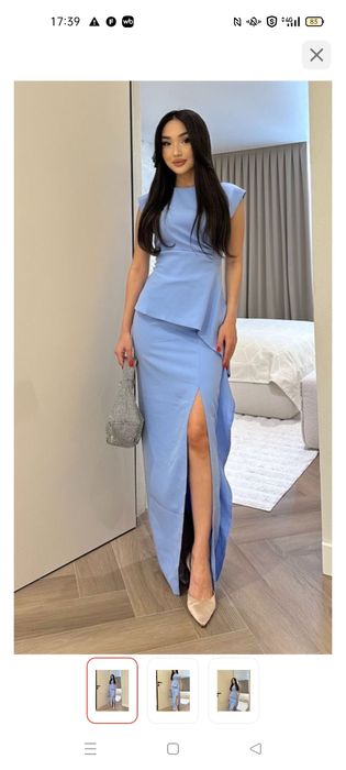 Платье вечернее,б/у,цвет:голубой