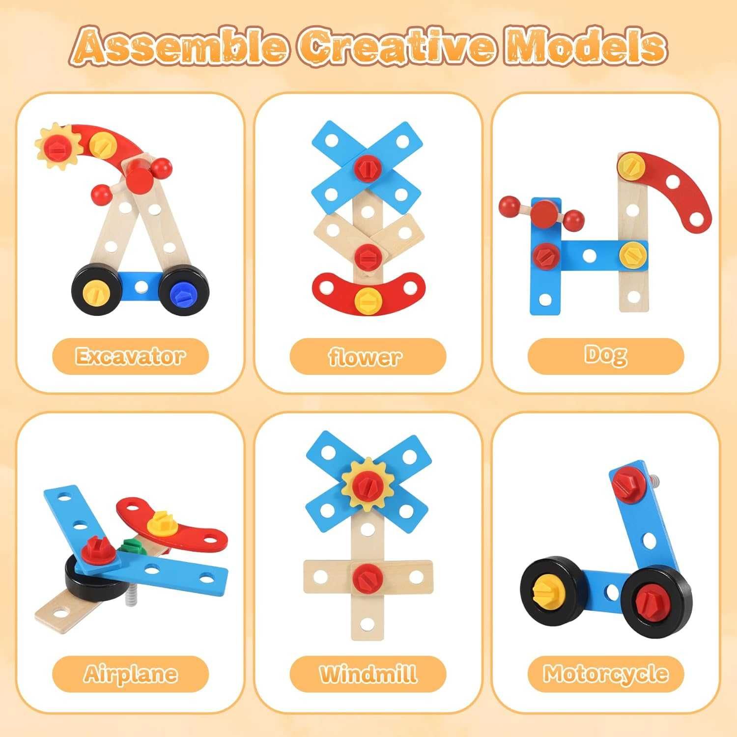 Ophy Wooden Toys Детски комплект за игра с инструменти - 45 части
