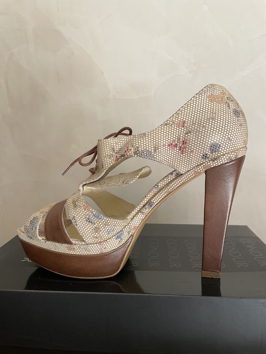 Pantofi sandale din piele cu toc Condur by Alexandru