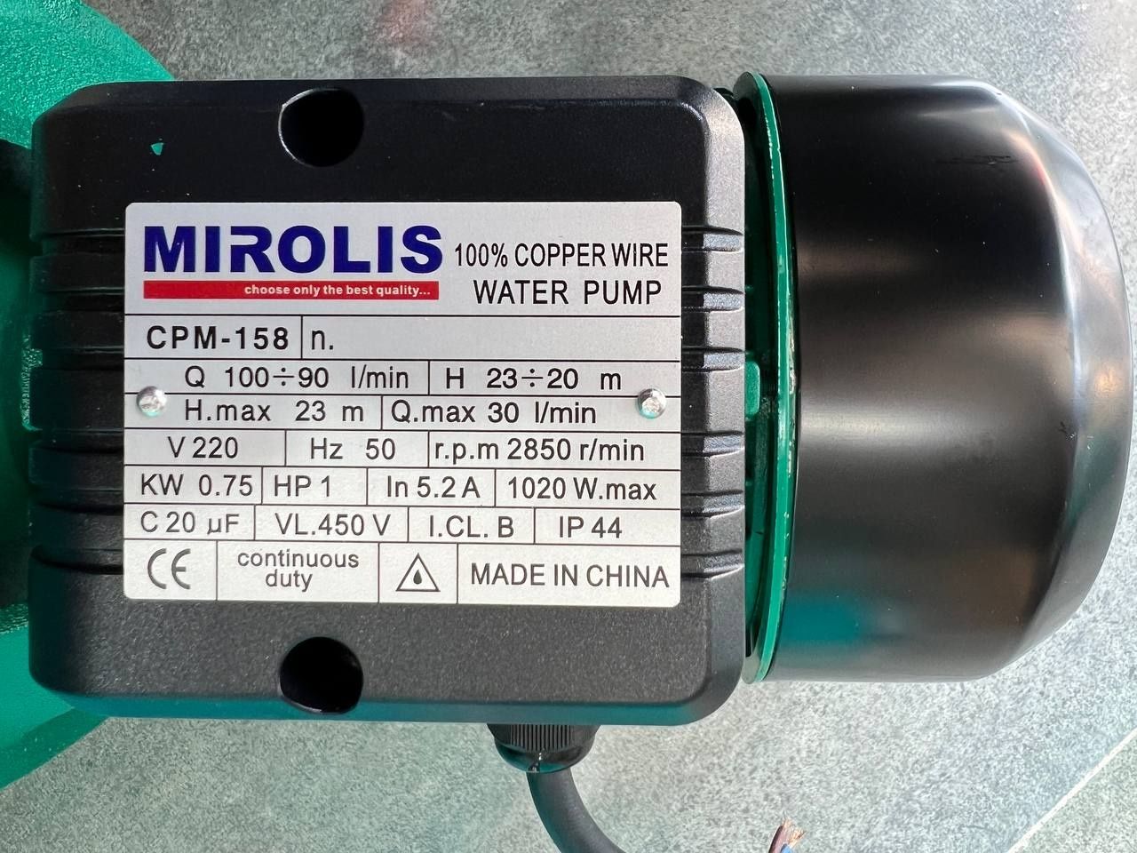 Водяной насос MIROLIS CPM158 suv nasos