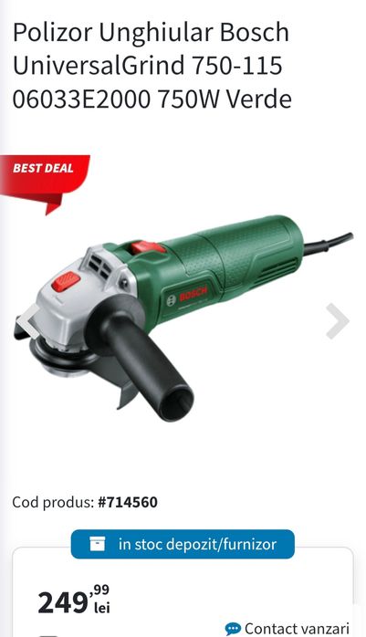 Doar azi 180lei! Polizor unghiular Bosch, 750w, nou, garantie 3 ani. 2