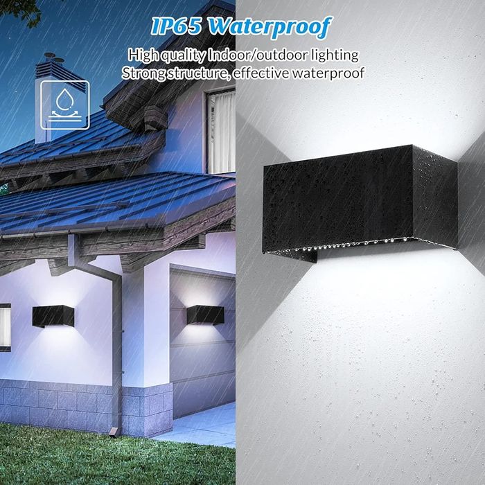 Комплект от 4×24 W LED стенни лампи за вътрешна/външна употреба, черни