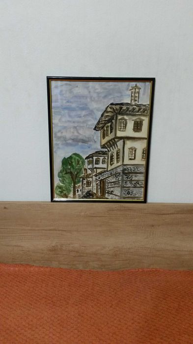 Красива старинна къща от Копривщица. Рисувана на ръка с черен туш.