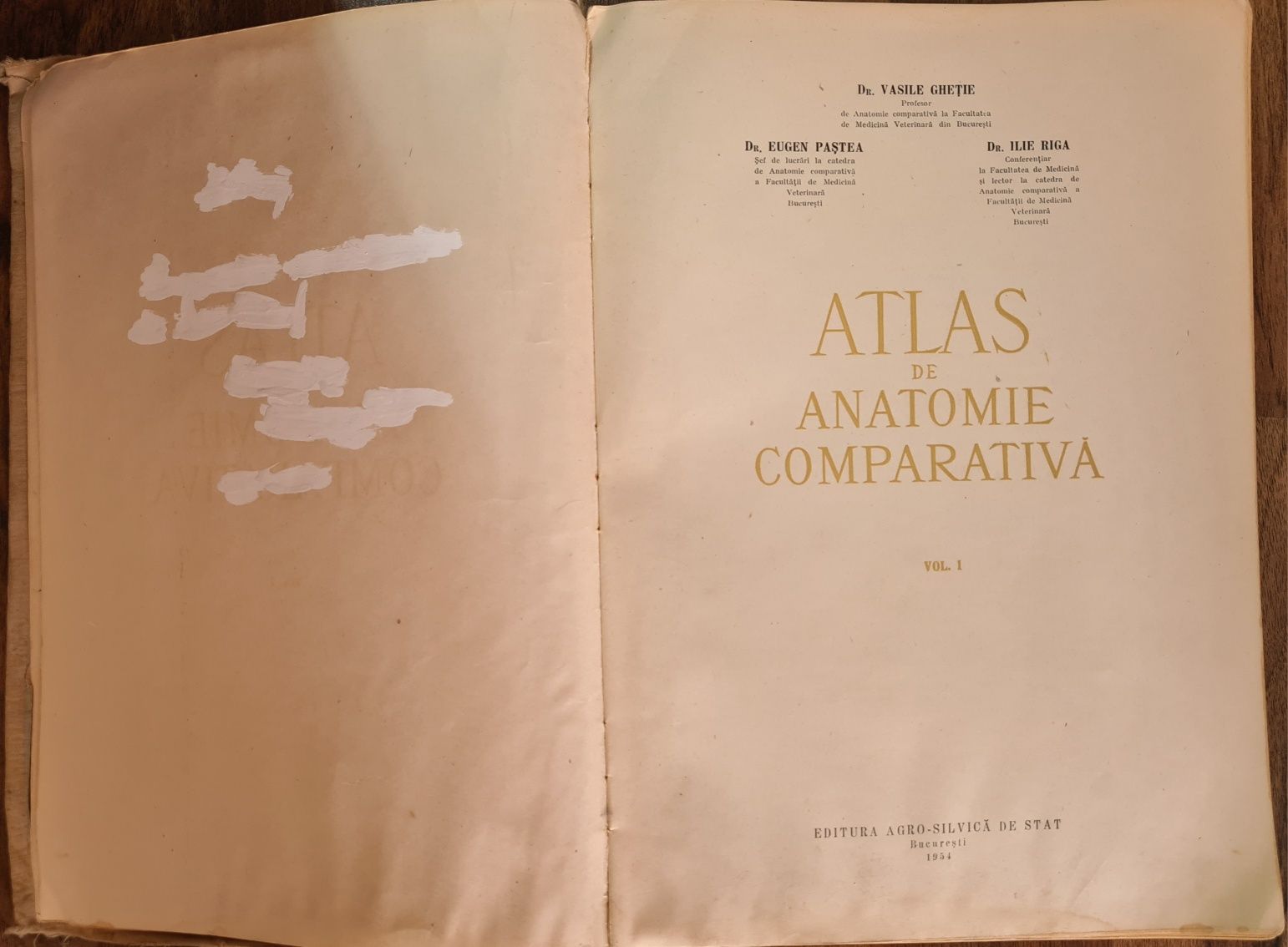 Atlas de anatomie comparativă (vol. 1) - V. Gheție, E. Paste, I. Riga