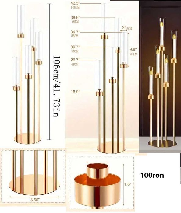 Sfesnice aurii metal sticla nunta botez evenimente