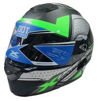 Каска Мотор синя / зелена размер L 59-60см X-ONE LVS Helmets