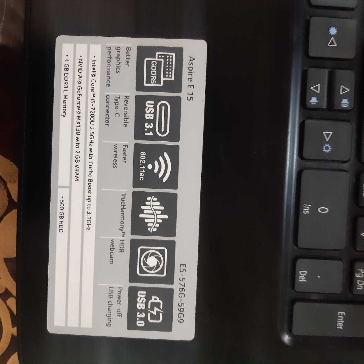 Acer aspire E 15 Noutbuk