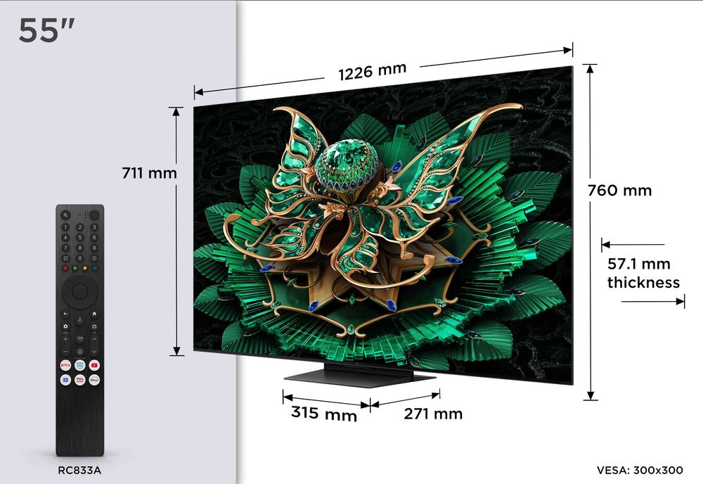 Телевизор TCL 55C7K QD-Mini LED Google TV 144 Гц