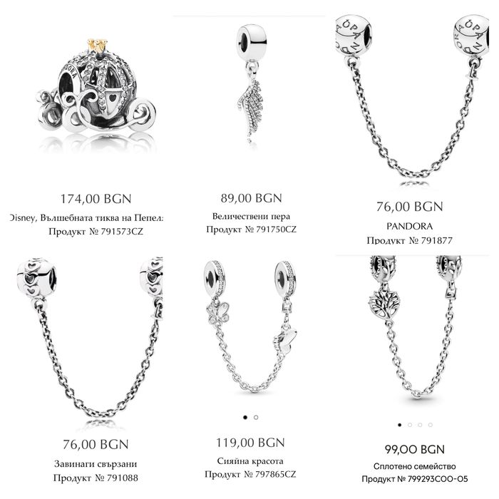 Талисмани Пандора гривни Pandora charms