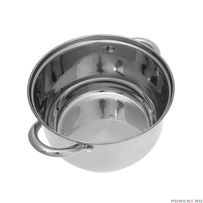 Set de 3 oale din inox cu capac sticla, dimensiuni 18cm, 20cm, 24 cm,