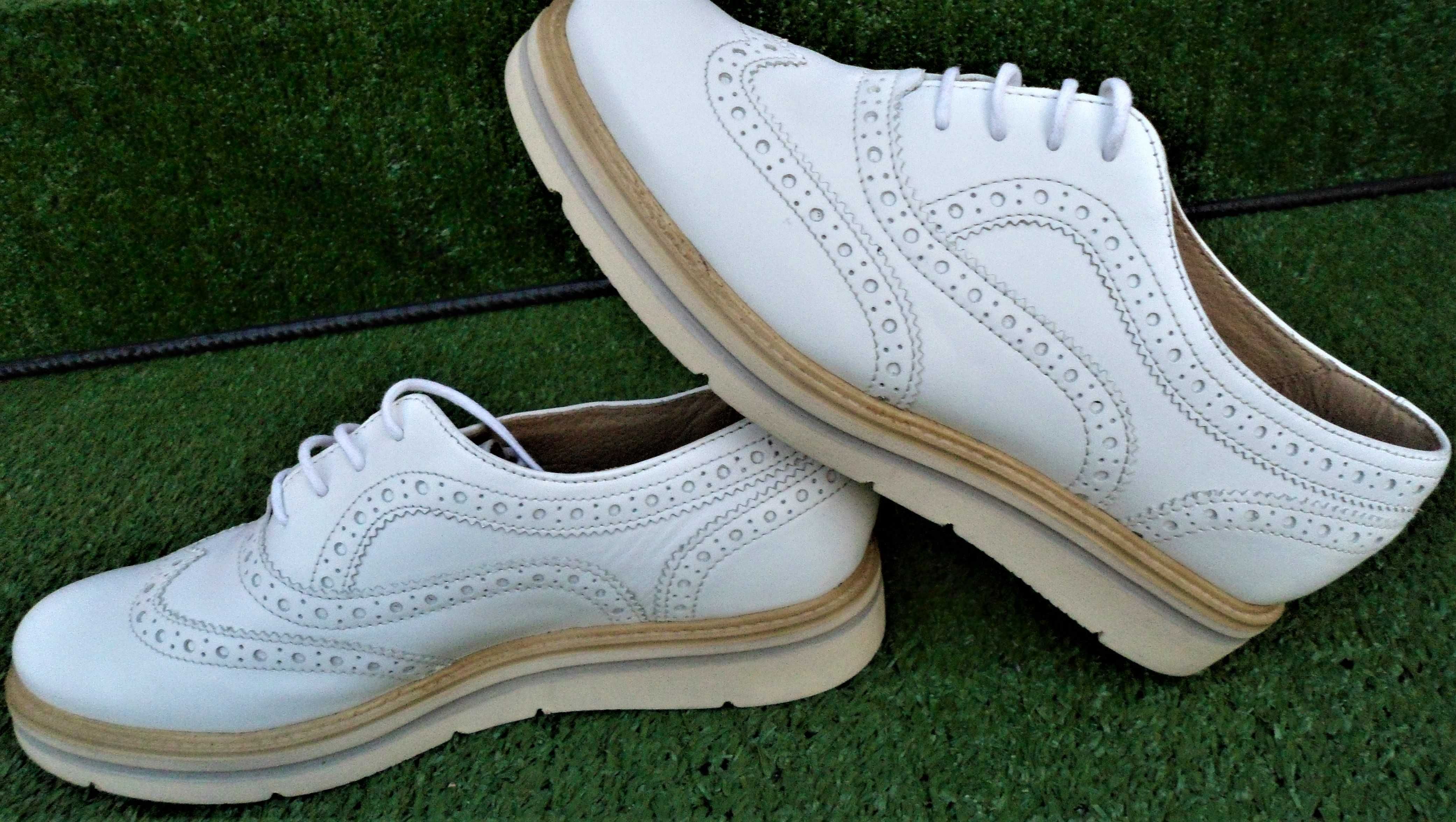 Pantofi dama Coty Noir oxford, din piele naturala, alb 37