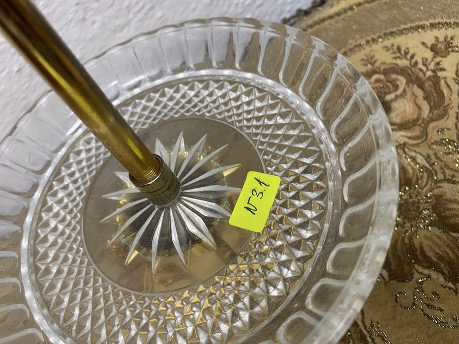 Винтидж италианска кристална бонбониера с месингова стойка 1950-те