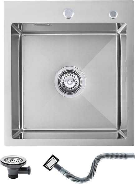 Chiuvetă de bucătărie pătrată din oțel inoxidabil 45 x 50 x 19 cm