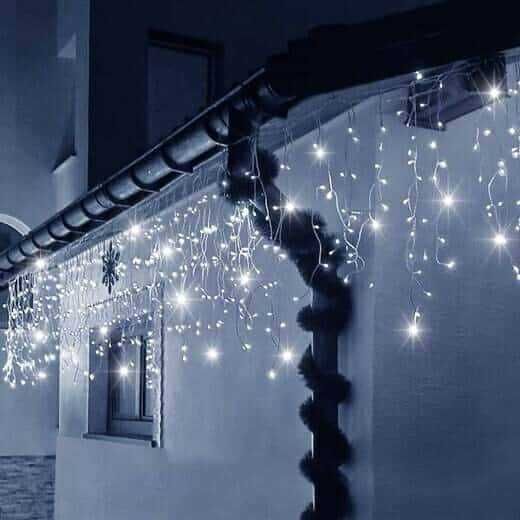 Коледни лампички лед завеса 3.5м х 30-50-70см студено бяла светлина