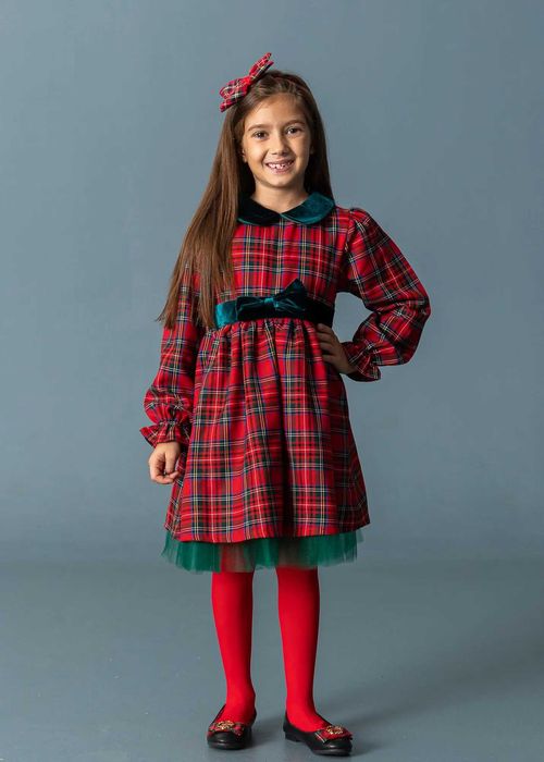 Детска карирана рокля, Червен Цвят
