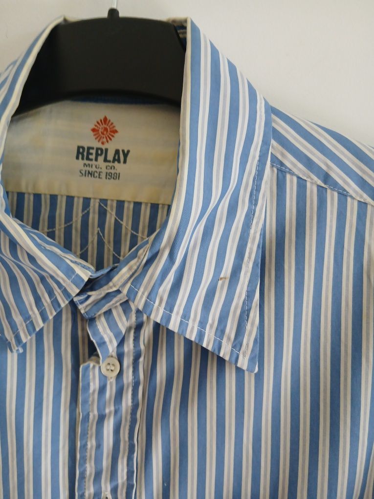 Camasa barbati in dungi marca Replay marime 44 sau XXL stare perfecta