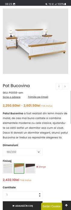 Pat lemn masiv, model Bucovina
