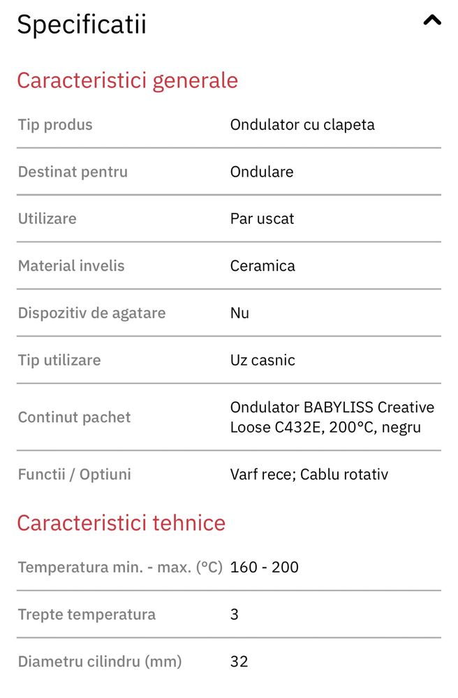 Ondulator BABYLISS Creative Loose C432E, 200 grade, invelis ceramic