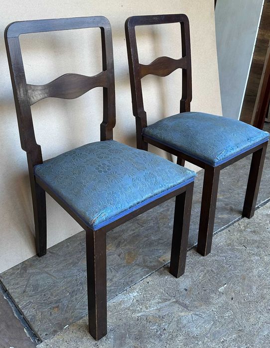 Set 2 Scaune Vintage cu sezut tapitat si cadru din lemn; Scaun