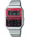 Ceas Casio Vintage, Quartz, Digital, Bratara Otel, Rosu & Argintiu