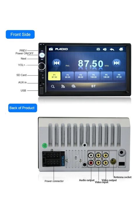 Магнитола бездисковая сенсорная 2дин с блютусом