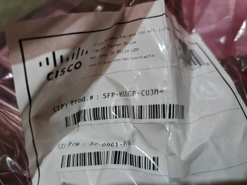 Cablu SFP+ Original CISCO cod SFP-H10GB-CU3M, 3 m, Patchcord, NOU