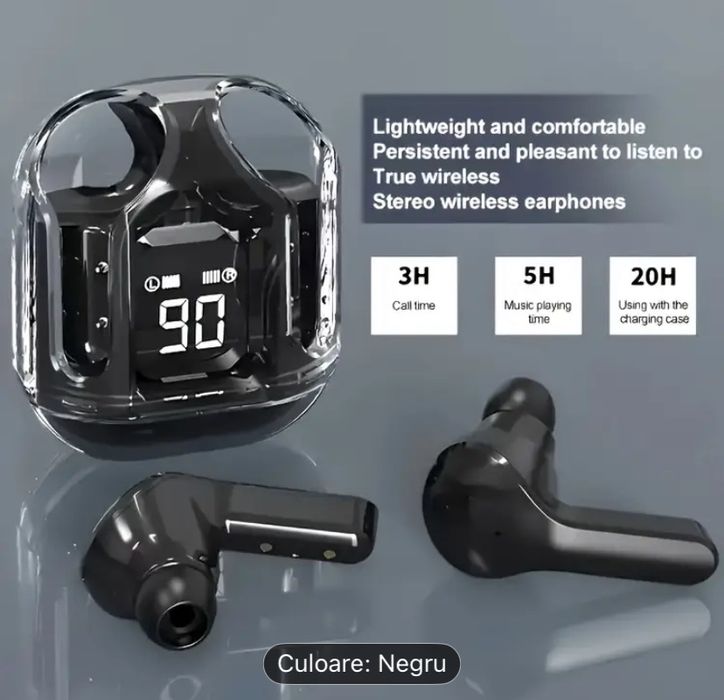 Casti Audio Wireless Bluetooth PRO NEGRU